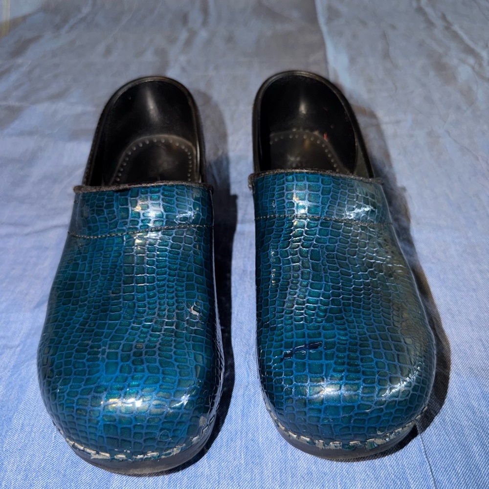 Sanita teal Slip-On Clog Heel with Branded Sole